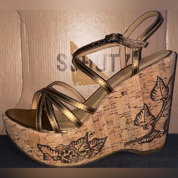New SCHUTZ platform sandals gold sandals schutz shoes strappy schutz sandals - Picture 1 of 10